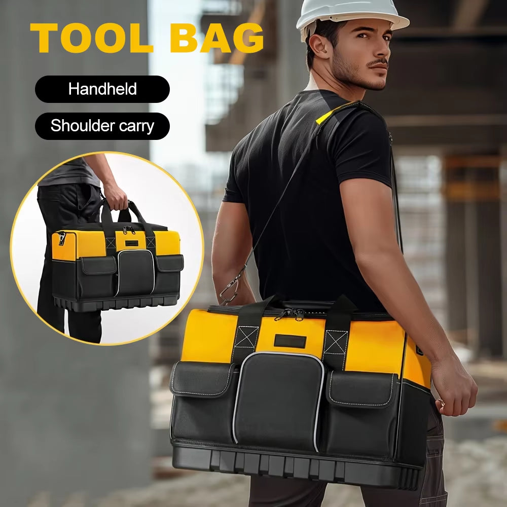 Heavy-Duty Tool Kit 16-Pocket Durable Thickened Oxford Cloth Portable Toolbox Organiser Storage Yellow / Black Bag