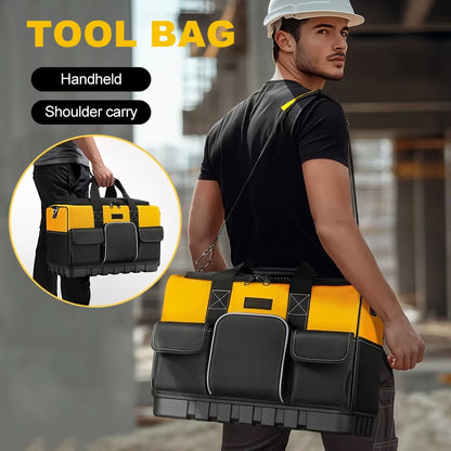 Heavy-Duty Tool Kit 16-Pocket Durable Thickened Oxford Cloth Portable Toolbox Organiser Storage Yellow / Black Bag