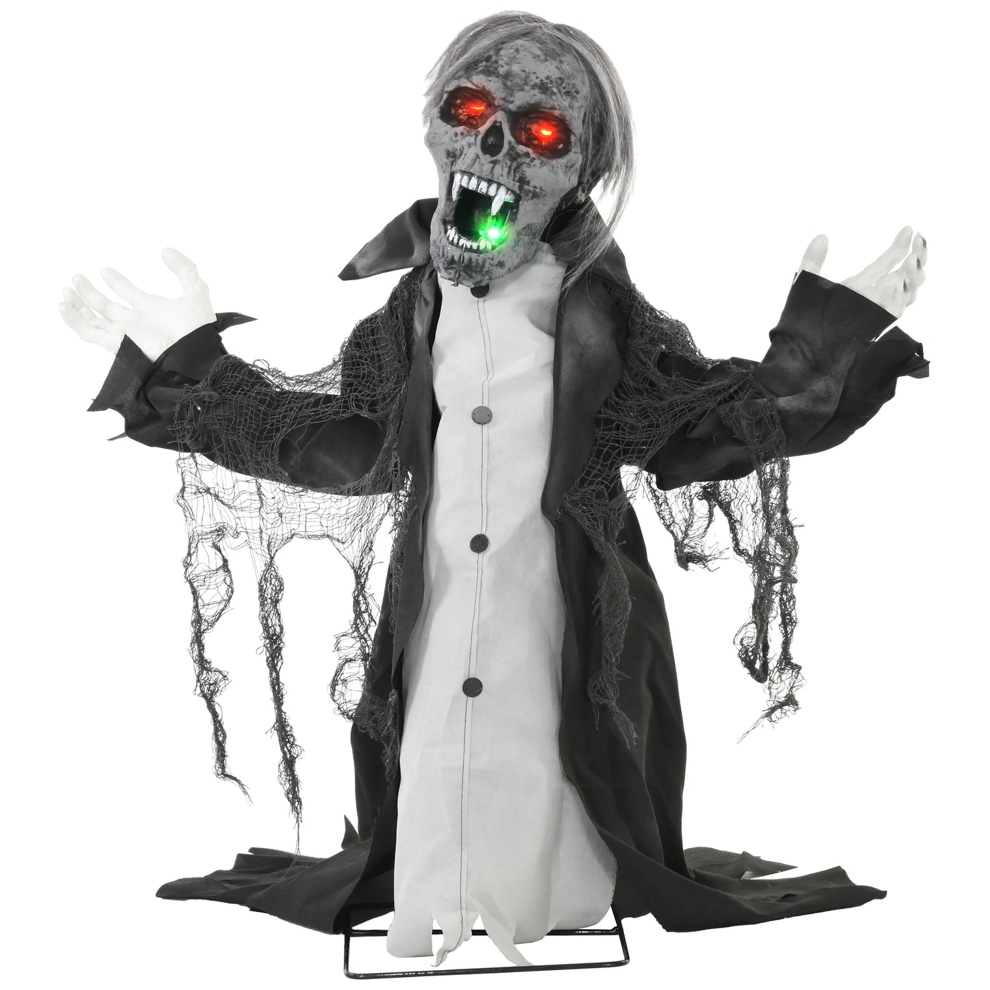 Halloween Animated Skeleton with Glowing LED Eyes and Mouth, Half-Body Halloween Decoration, Battery Operated