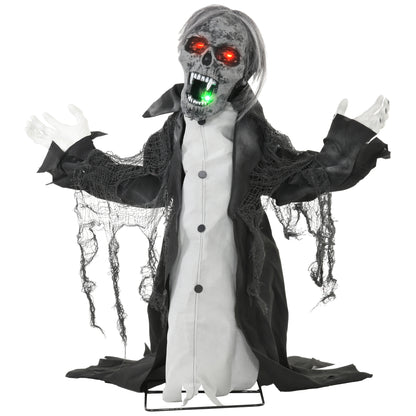 Halloween Animated Skeleton with Glowing LED Eyes and Mouth, Half-Body Halloween Decoration, Battery Operated