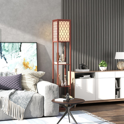 Three-Shelf Standing Lamp - Brown/White