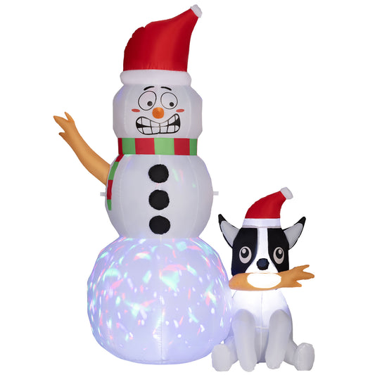 Outsunny 6.2FT Christmas Inflatable Snowman with Dog, Blow Up Outdoor LED Display for Garden Party
