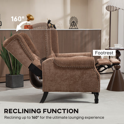 Retro Vintage Style 150° Reclining Armchair, with footrest - Brown / Dark Green / Beige