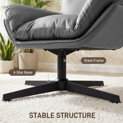 Accent Chair with 360° Swivel Armchair for Living Room with Padded Cushion Dark Grey / Dark Brown