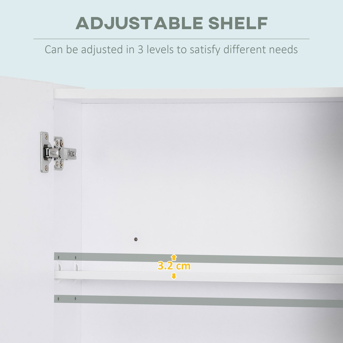 Kleankin Bathroom Cabinet with Mirror, Wall Mounted Bathroom Mirror Cabinet with Adjustable Shelf, 2 Doors Storage Cupboard, White