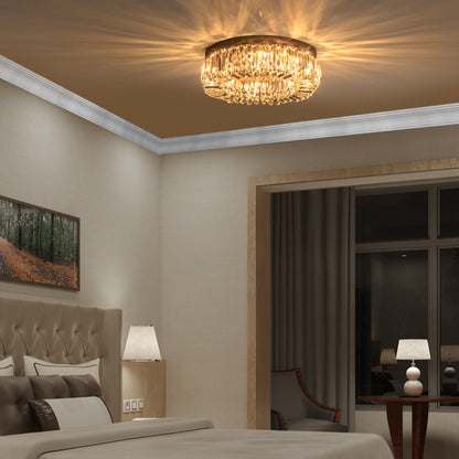 Set of 2 Crystal Ceiling Chandeliers | Flush Mount | Silver Tone | Ø50cm
