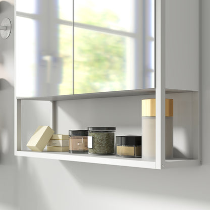 Bathroom Mirror Cabinet with Soft-Close Doors and Adjustable Shelf - White