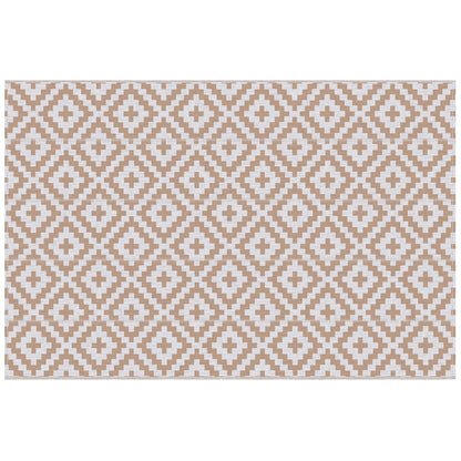 Reversible Outdoor Rug | Waterproof | UV-Resistant Polypropylene 310g | Reinforced Edges | Foldable | 274x182cm | Coffee & White | Patio Garden Camping Beach RV Campervan