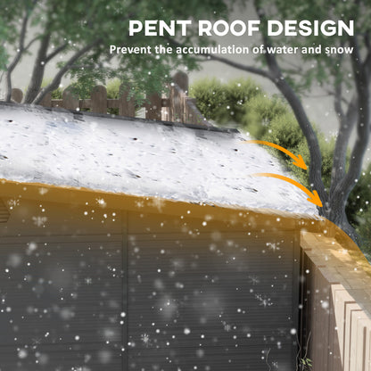 6 x 6ft Outdoor Storage Shed, Plastic Garden Shed with Windows and Air Vents, Outdoor Resin Tool Shed with Latch Doors for Garden, Deck