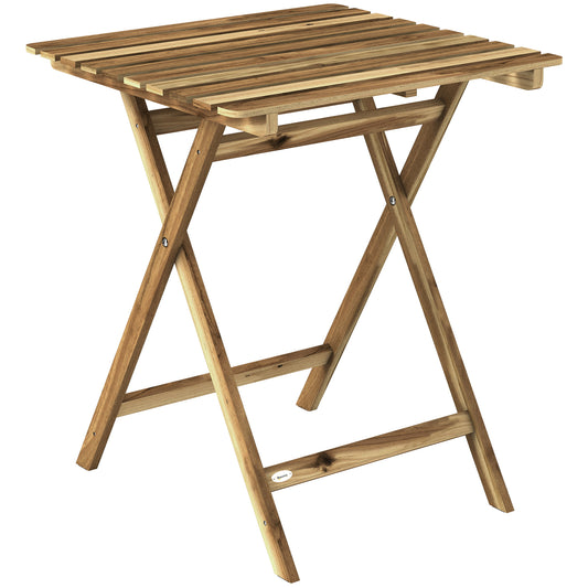 Outsunny Outdoor Coffee Table Foldable Wooden Garden Table for Patio Balcony Natural Wood