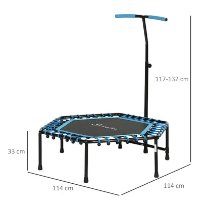 Adult Fitness Rebounder Trampoline | 45" | Bungee Cord | 12-Colour LED & Remote | 3-Height Adjustable Handle | 100kg | Blue