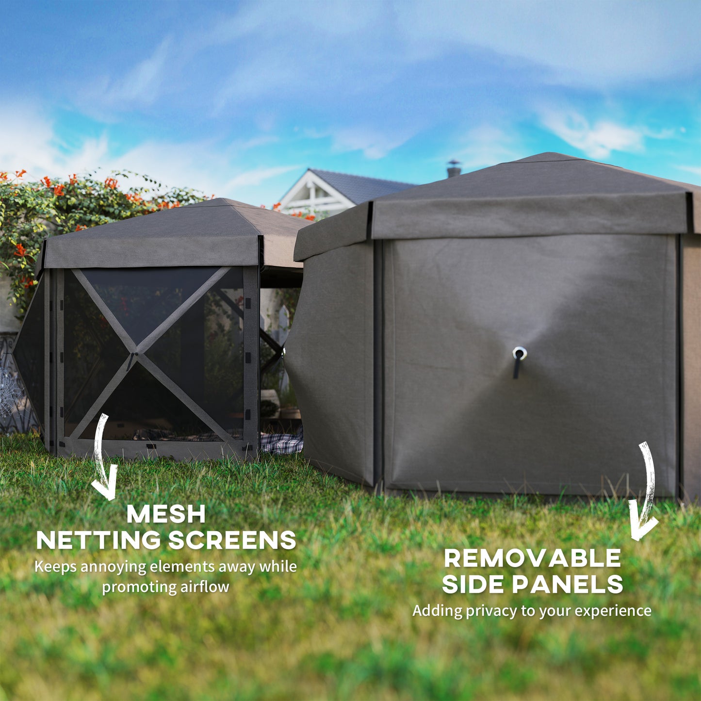 3 x 3(m) Hexagon Pop Up Gazebo with 5 Sides and Carry Bag, Waterproof, UV Resistant Party Tent Instant Event Shelter