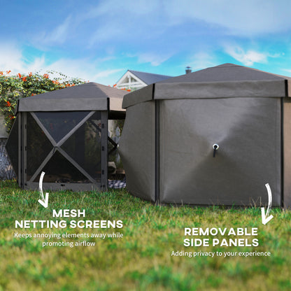 3 x 3(m) Hexagon Pop Up Gazebo with 5 Sides and Carry Bag, Waterproof, UV Resistant Party Tent Instant Event Shelter