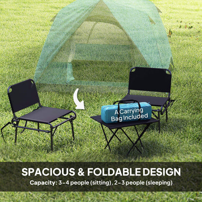 3-4 Person Camping Tent, Easy Set Up Waterproof Dome Tent with Sewn-in Groundsheet, Mesh Windows, Pocket and Hook for Camping, Light Blue