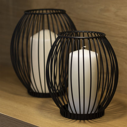Maison & White Black Iron Birdcage Candle Holders Set of 2 | Small 15.5x9cm & Large 17.8x9cm | Pillar Candles Tealights Artificial Plants | Dining Table Home Decor | 2-Year Warranty