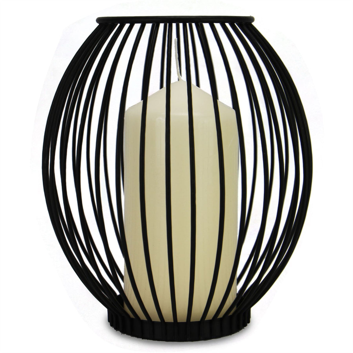 Maison & White Black Iron Birdcage Candle Holders Set of 2 | Small 15.5x9cm & Large 17.8x9cm | Pillar Candles Tealights Artificial Plants | Dining Table Home Decor | 2-Year Warranty