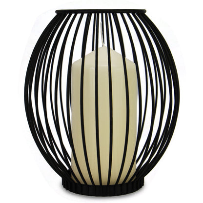 Maison & White Black Iron Birdcage Candle Holders Set of 2 | Small 15.5x9cm & Large 17.8x9cm | Pillar Candles Tealights Artificial Plants | Dining Table Home Decor | 2-Year Warranty