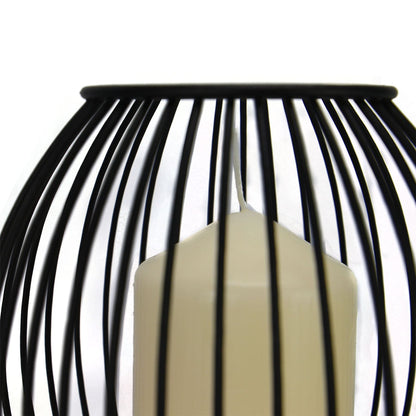 Maison & White Black Iron Birdcage Candle Holders Set of 2 | Small 15.5x9cm & Large 17.8x9cm | Pillar Candles Tealights Artificial Plants | Dining Table Home Decor | 2-Year Warranty