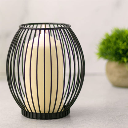 Maison & White Black Iron Birdcage Candle Holders Set of 2 | Small 15.5x9cm & Large 17.8x9cm | Pillar Candles Tealights Artificial Plants | Dining Table Home Decor | 2-Year Warranty