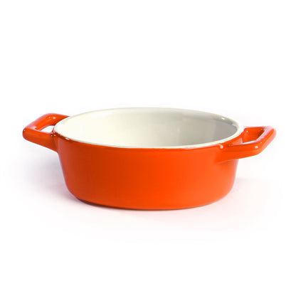 Maison & White Mini Ceramic Oven Dishes Set of 4 | Blue Red Orange Green | Carry Handles | Oven Microwave Freezer Dishwasher Safe to 200°C | 10x12x4cm | Casserole Tapas Pie | 2-Year Warranty