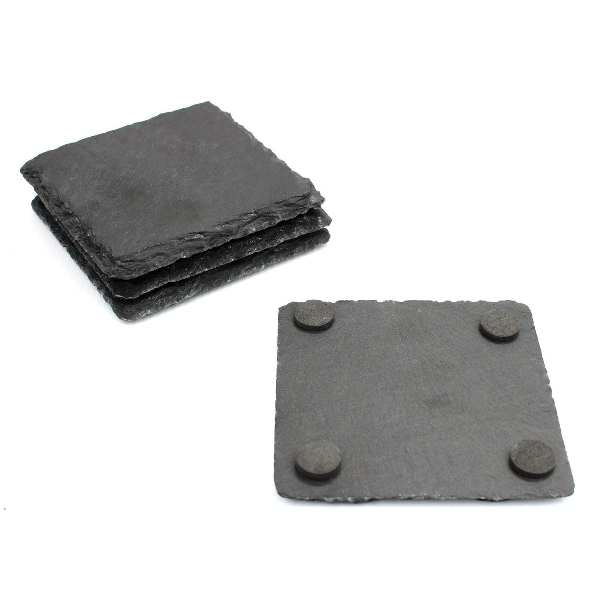 Maison & White Natural Slate Placemats & Coasters | Set of 8 | 4 Placemats 20x30cm & 4 Coasters 10x10cm | Anti-Slip Feet | Heat & Scratch Resistant | Hand Wash | 2-Year Warranty