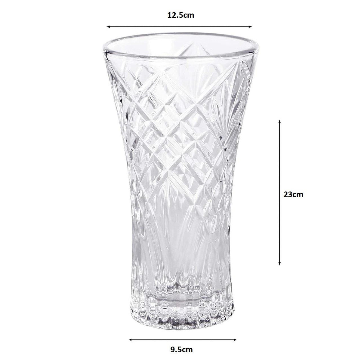 Maison & White Crystal Cut Glass Flower Vase 23cm | Watertight | Fresh & Faux Flowers | Candle Holder | Vintage Cut Glass Design | Light-Refracting Facets | Table Centrepiece | 23x12.5cm | 2-Year Warranty
