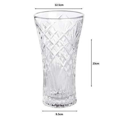 Maison & White Crystal Cut Glass Flower Vase 23cm | Watertight | Fresh & Faux Flowers | Candle Holder | Vintage Cut Glass Design | Light-Refracting Facets | Table Centrepiece | 23x12.5cm | 2-Year Warranty