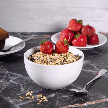 Maison & White 16-Piece White Porcelain Dinner Set | AB-Grade Porcelain | High-Temp Glaze | Serves 4 | 4 Mugs 4 Side Plates 4 Dinner Plates 4 Bowls | Microwave Dishwasher Safe | 2-Year Warranty