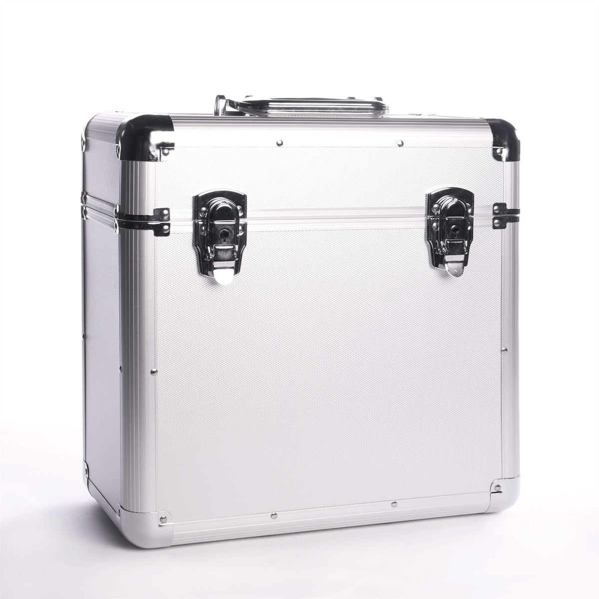 Maison & White Vinyl LP Record Storage Case | Holds Up to 50 × 12-Inch Records | Silver Aluminium, Foam Lining & Twin Lockable Latches | 2-Year Warranty