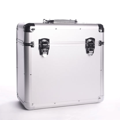 Maison & White Vinyl LP Record Storage Case | Holds Up to 50 × 12-Inch Records | Silver Aluminium, Foam Lining & Twin Lockable Latches | 2-Year Warranty