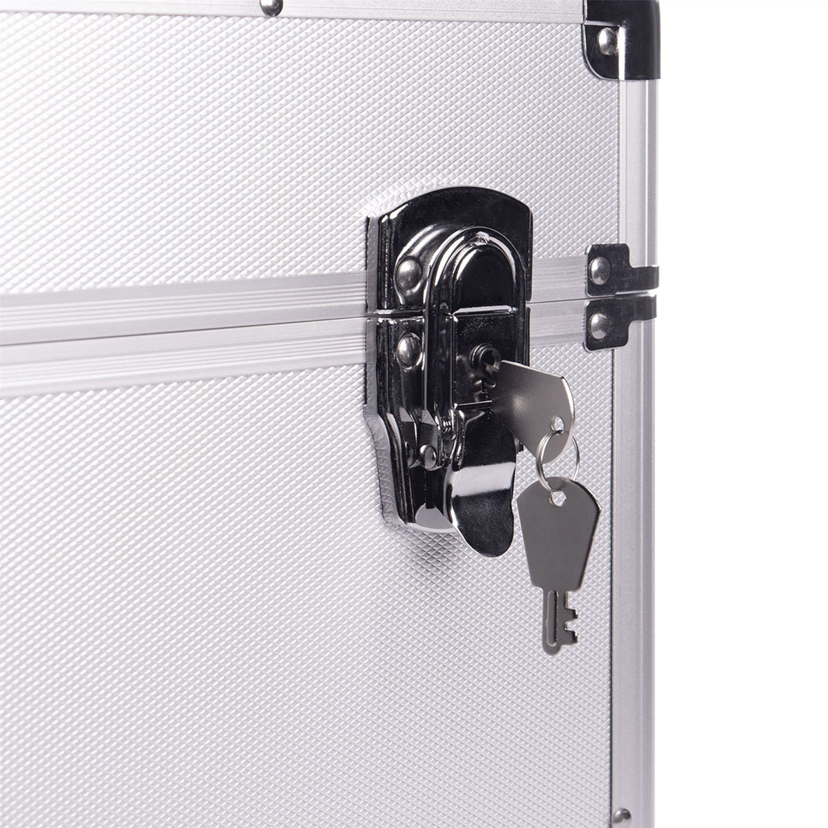 Maison & White Vinyl LP Record Storage Case | Holds Up to 50 × 12-Inch Records | Silver Aluminium, Foam Lining & Twin Lockable Latches | 2-Year Warranty