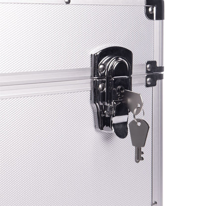 Maison & White Vinyl LP Record Storage Case | Holds Up to 50 × 12-Inch Records | Silver Aluminium, Foam Lining & Twin Lockable Latches | 2-Year Warranty