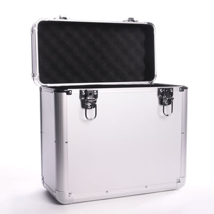 Maison & White Vinyl LP Record Storage Case | Holds Up to 50 × 12-Inch Records | Silver Aluminium, Foam Lining & Twin Lockable Latches | 2-Year Warranty