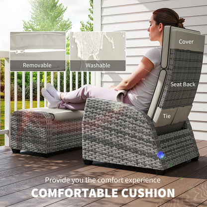 Outsunny 5-Piece Rattan Garden Furniture Set with Cushions - Grey