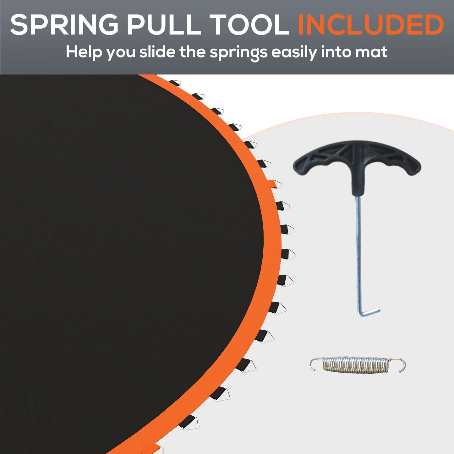 SPORTNOW Replacement Trampoline Mat with Spring Pull Tool, 72 V-Hooks, for 12ft Trampoline using 14cm Springs, Orange / Green