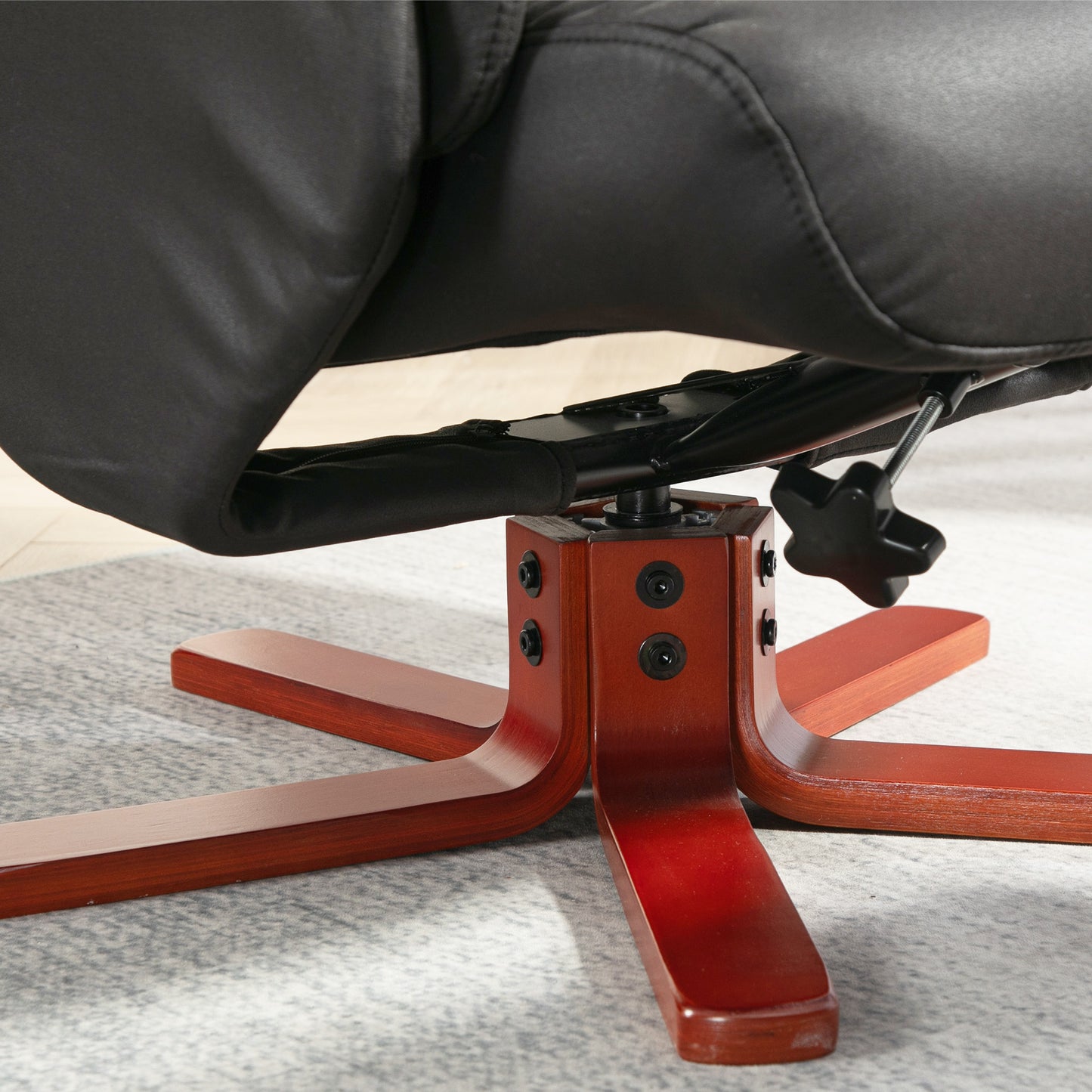 Faux Microfibre Leather Manual Recliner and Footstool Set