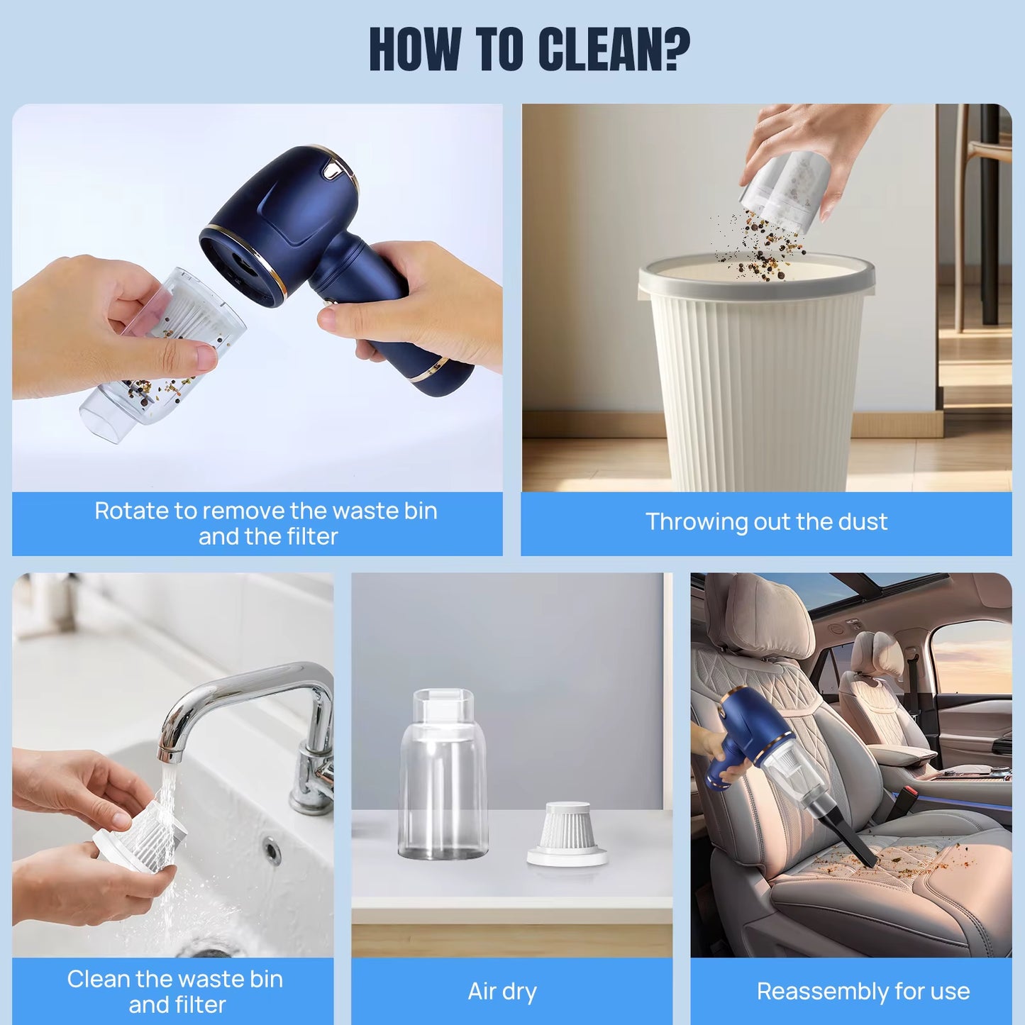 Compressed Air Cleaner Blower For PC, Laptop, MacBook, 3 Speed 100000RPM Air Blower Compressed Cleaning Duster