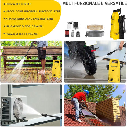 Electric High Pressure Washer 1600W, 120Bar, 380L/H Adjustable Lance from 0 to 180°,7M Flexible Hose, For Terraces, Gardens, Cars