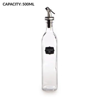 Maison & White Oil & Vinegar Dispenser Bottles 500ml Set of 4 | Tall Glass Body | Lever-Release Snap Lid | 310x55x55mm | Oils Vinegars Sauces Syrups | Kitchen & Dining Table | 2-Year Warranty