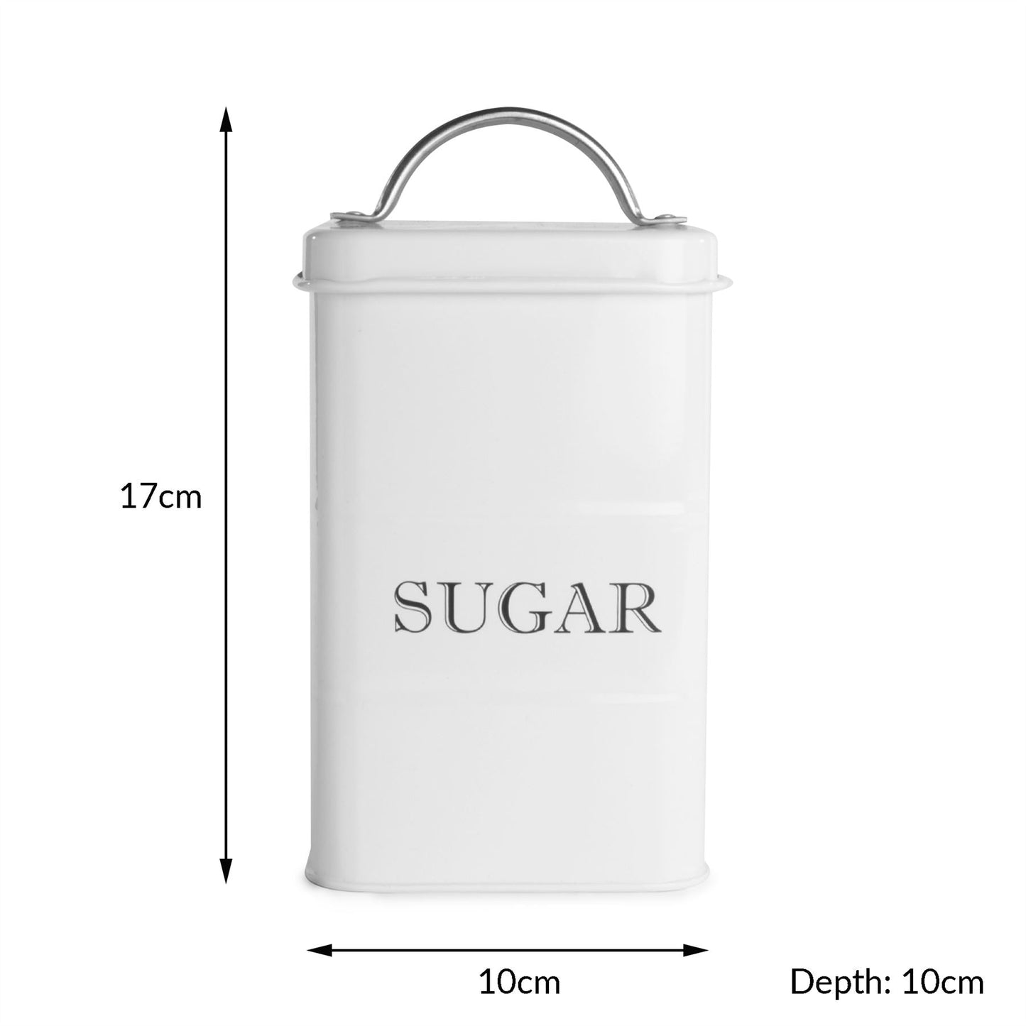 Stainless Steel Tea Coffee Sugar Canisters | Set of 3 | Airtight Lids | Labelled | Vintage Design | 17x10x10cm | 2-Year Warranty | White