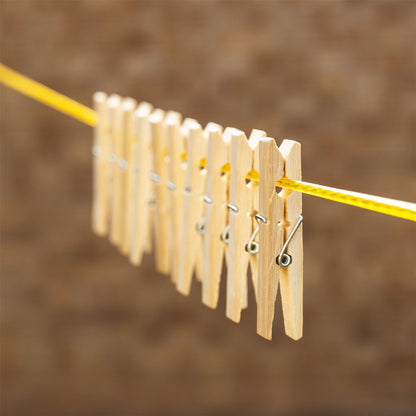 Bamboo Washing Pegs | Pack of 100 | Galvanised Steel Springs | Eco-Friendly | 7.2x1.2cm | Arts & Crafts | Washing Line | 2-Year Warranty