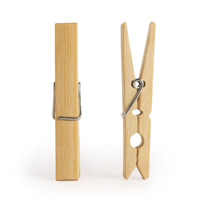 Bamboo Washing Pegs | Pack of 100 | Galvanised Steel Springs | Eco-Friendly | 7.2x1.2cm | Arts & Crafts | Washing Line | 2-Year Warranty