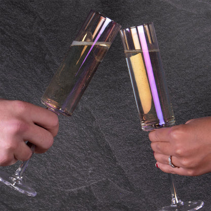 Maison & White Edge Champagne Flutes | Set of 4 | Iridescent | 180ml | 24.5cm | Handmade 100% Lead-Free Crystal | Slender Stem | 2-Year Warranty