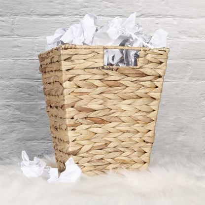 Maison & White Natural Banana Leaf Waste Paper Basket | Woven Banana Leaf & Steel Frame | Carry Handles | Multi-Use Storage | 33x27x27cm | 2-Year Warranty