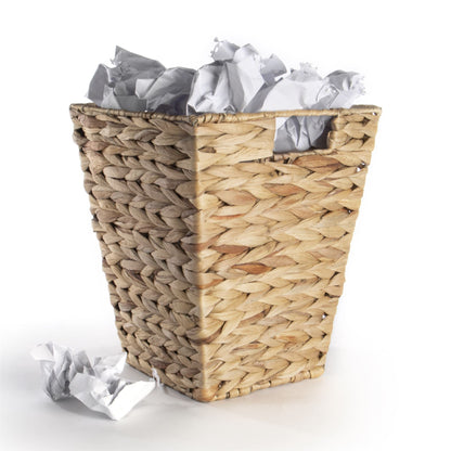 Maison & White Natural Banana Leaf Waste Paper Basket | Woven Banana Leaf & Steel Frame | Carry Handles | Multi-Use Storage | 33x27x27cm | 2-Year Warranty