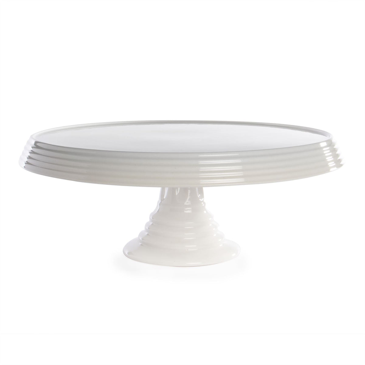 Maison & White White Ceramic Cake Stand with Glass Dome | 26.5cm Pedestal Display | For Cakes up to 24cm