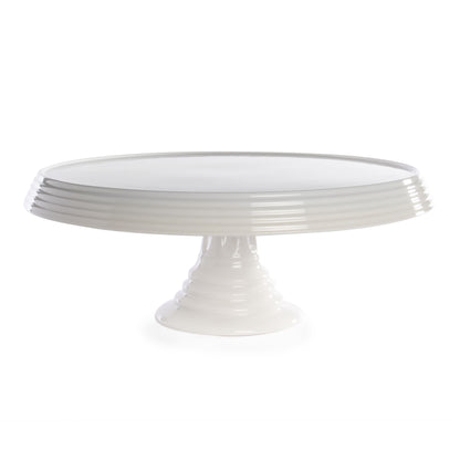 Maison & White White Ceramic Cake Stand with Glass Dome | 26.5cm Pedestal Display | For Cakes up to 24cm