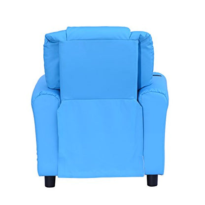 Kids Children's Faux Leather Comfy Recliner Armchair With Cup Holder Blue / Pink