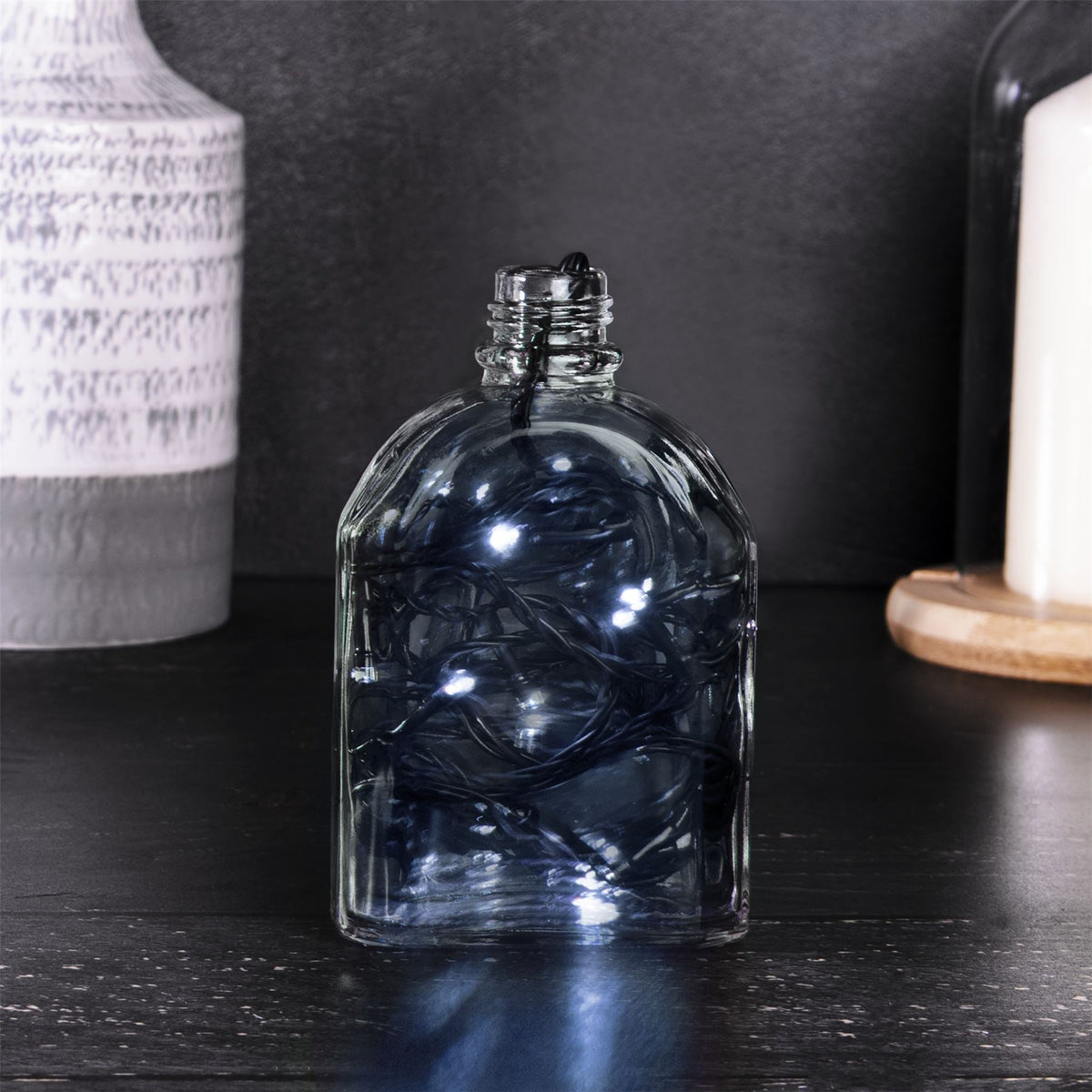 Pukkr Glass Flask Bottles with Screw Lids | Set of 10 × 200ml | Clear Flat Bottles for Sloe Gin, Homemade Drinks & Wedding Favours | 16.2cm Tall