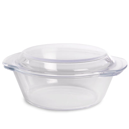 Maison & White Borosilicate Glass Cooking Dishes Set of 3 with Lids | Carry Handles | Oven Microwave Freezer Dishwasher Safe | Small Medium Large | Casserole Baking Roasting | 2-Year Warranty